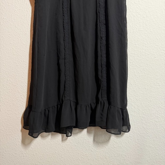 Adrianna Papell Fit & Flare Chiffon Dress Womens 14 Black Ruffled Back Zipper - Picture 9 of 12